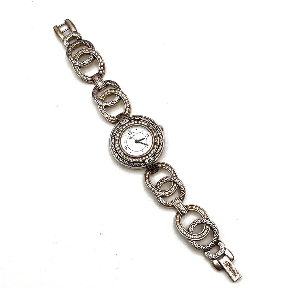 BRIGHTON STARDUST Jeweled Crystal Women's Wrist Watch Silvertone Works